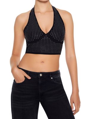Sequin Halter Crop Top