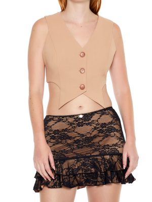 Cropped Notched Vest