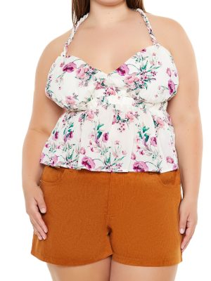 Plus Size Floral Print T-Back Cami