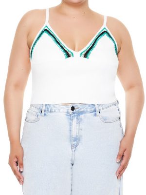 Plus Size Embroidered Sweater-Knit Cami
