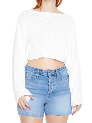 Cropped Split-Back Sweater