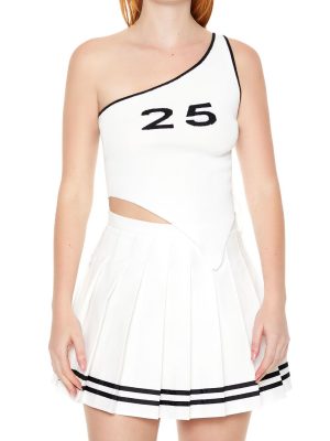 Sweater-Knit One-Shoulder Top