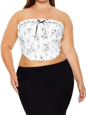 Plus Size Floral Print Tube Top