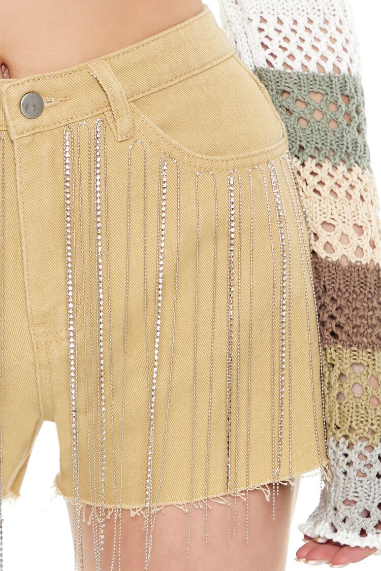 Rhinestone Fringe Denim Shorts - Image 12