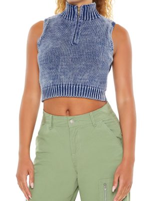 Cropped Half-Zip Sweater Vest