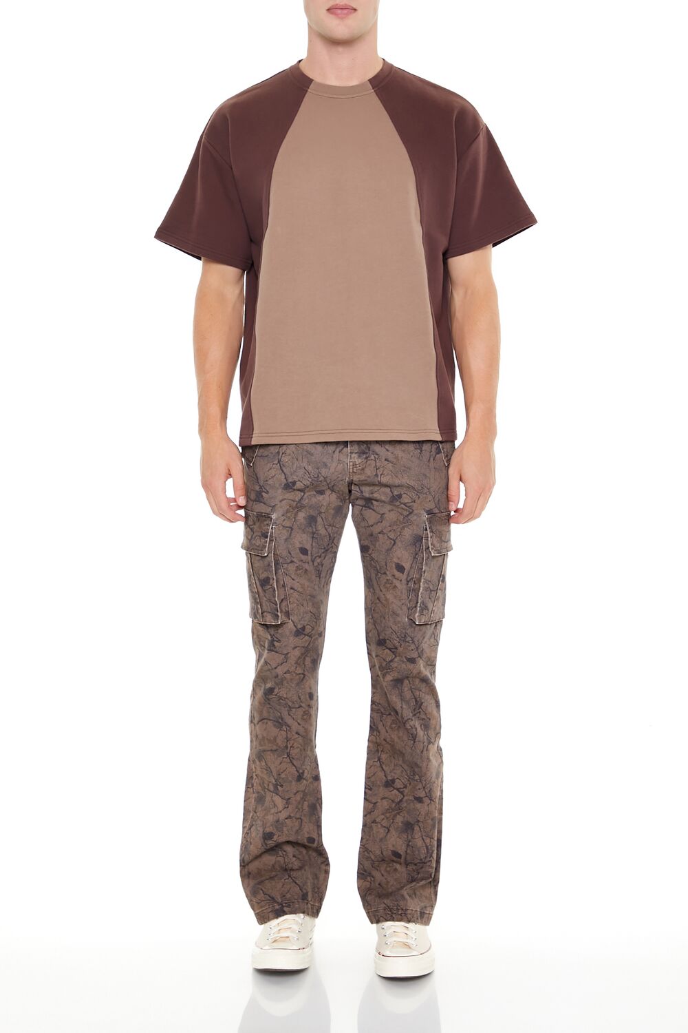 Slim-Fit Leaf Print Cargo Pants
