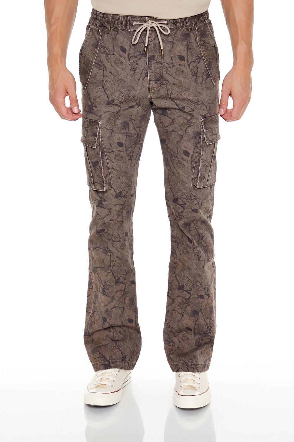 Slim-Fit Leaf Print Cargo Pants - Image 2