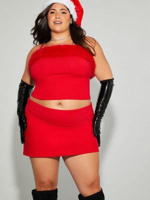 Plus Size Mean Girls Faux Fur Sweater-Knit Cami