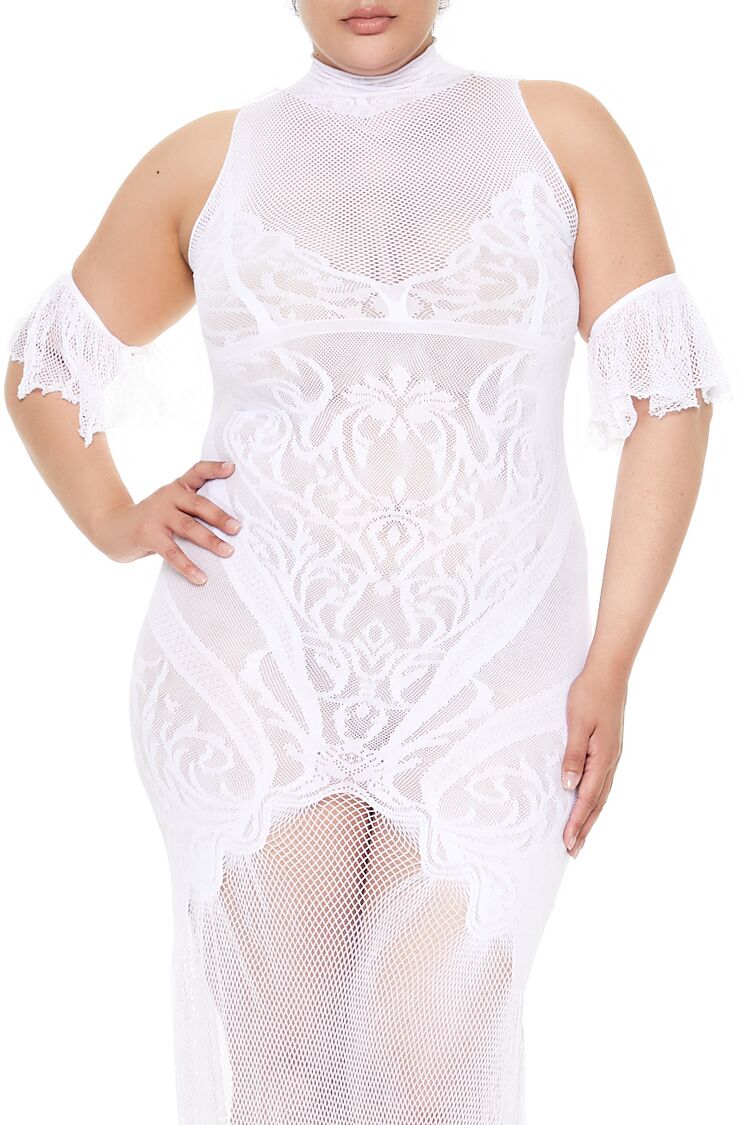 Plus Size Fishnet Lingerie Dress - Image 2