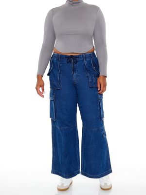 Plus Size Mid-Rise Cargo Jeans