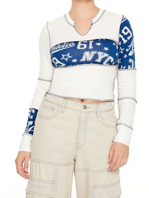 Colorblock Split-Neck Crop Top