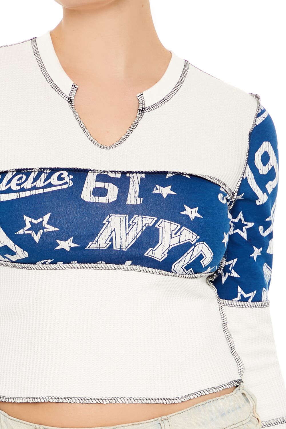 Colorblock Split-Neck Crop Top - Image 3