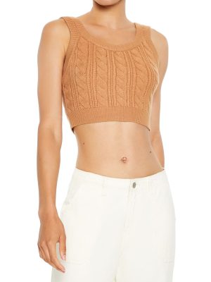 Cable Sweater-Knit Crop Top