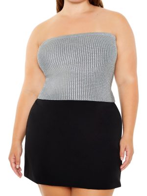 Plus Size Metallic Tube Top