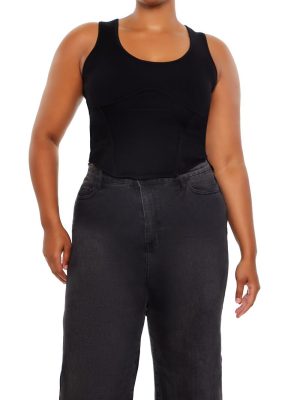 Plus Size Sweater-Knit Corset Tank Top