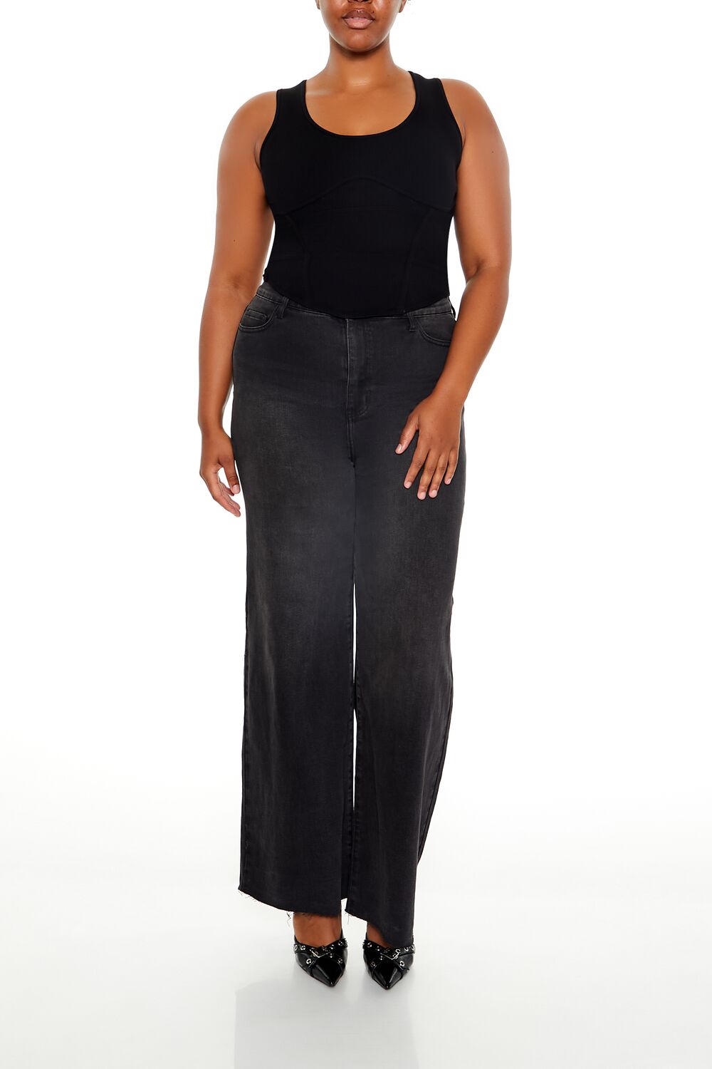 Plus Size Sweater-Knit Corset Tank Top - Image 2