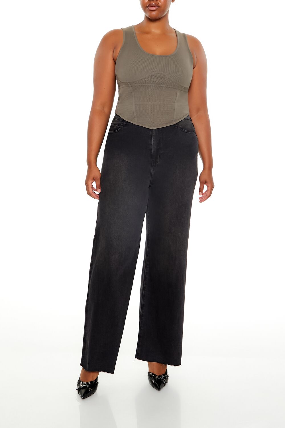 Plus Size Sweater-Knit Corset Tank Top - Image 7