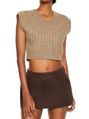 Cropped Cable Knit Sweater Vest