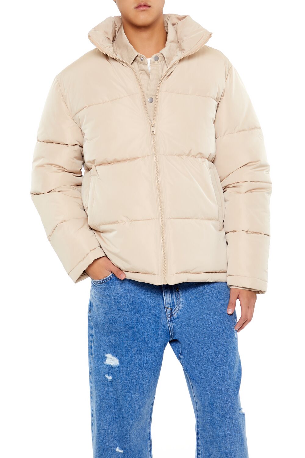 Quilted Funnel-Neck Puffer Jacket - Image 11