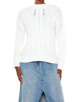 Lace-Back Cable Knit Sweater