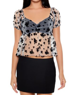 Sheer Floral Print Top