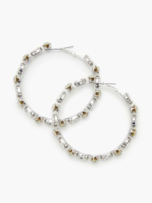 Faux Gem Hoop Earrings