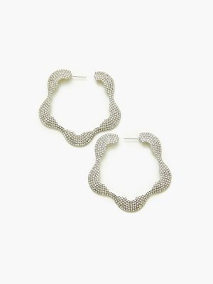 Rhinestone Floral Hoop Earrings