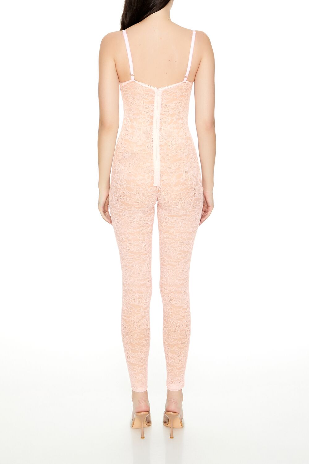 Fitted Sheer Lace Cami Jumpsuit - Image 4
