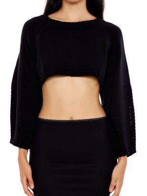 Open-Back Cropped Sweater