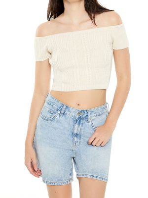 Sweater-Knit Off-the-Shoulder Crop Top