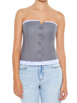 Striped-Trim Tube Top