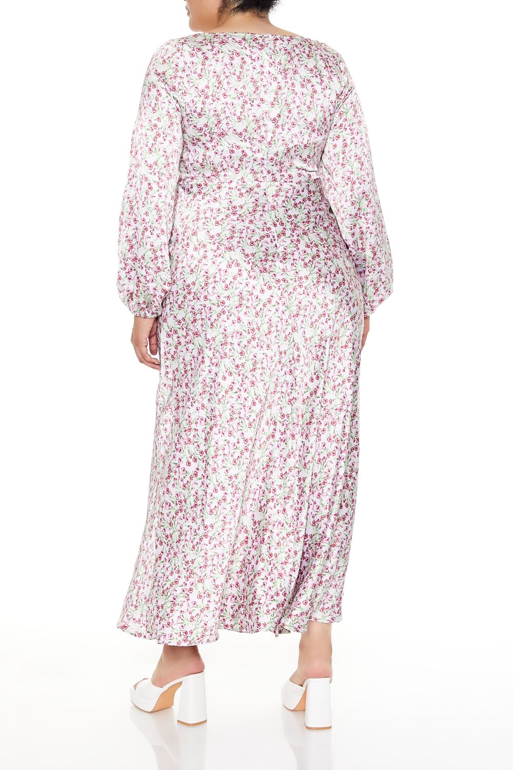 Plus Size Satin Floral Maxi Dress - Image 4