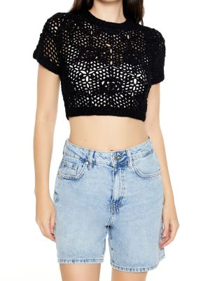 Sweater-Knit Crochet Crop Top