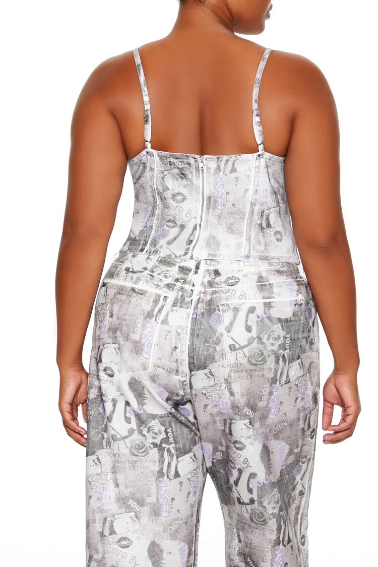 Plus Size Abstract Print Bustier Cami - Image 4