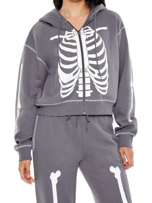 Skeleton Graphic Zip-Up Hoodie