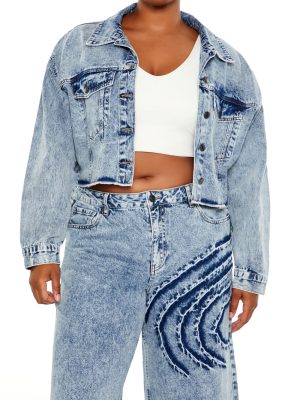 Plus Size Heart Mineral Wash Jacket