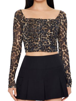 Mesh Leopard Print Crop Top
