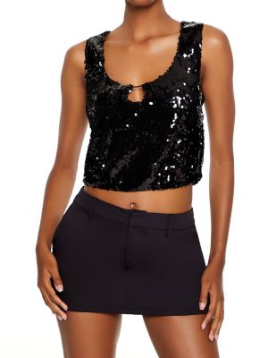 Cropped Sequin Tank Top