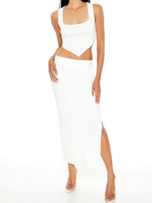 Sweater-Knit Midi Skirt