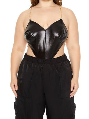 Plus Size Cutout Chain Bodysuit