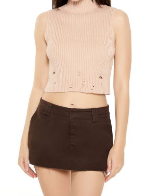 Distressed Turtleneck Sweater Vest