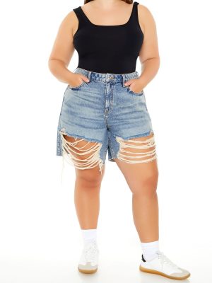 Plus Size Square-Neck Thong Bodysuit