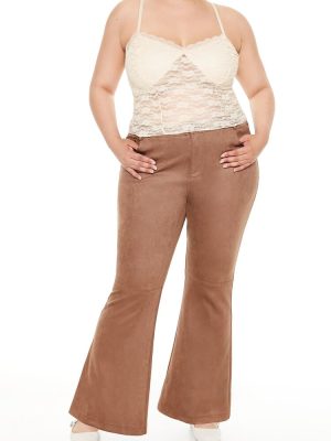 Plus Size Faux Suede Flare Pants