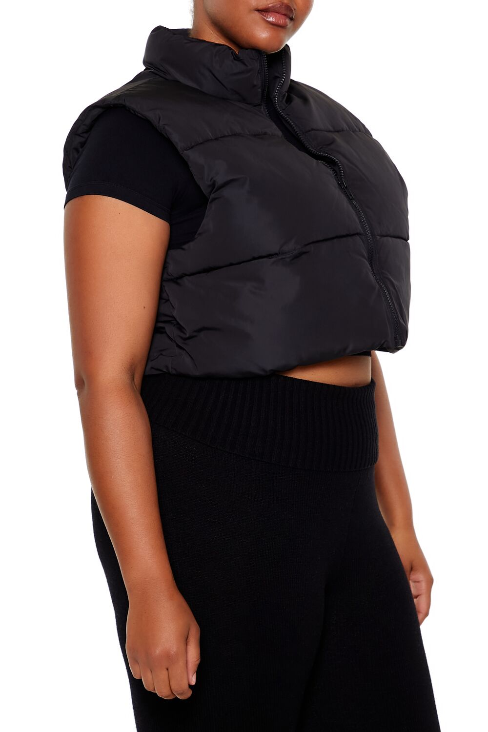 Plus Size Cropped Puffer Vest - Image 16