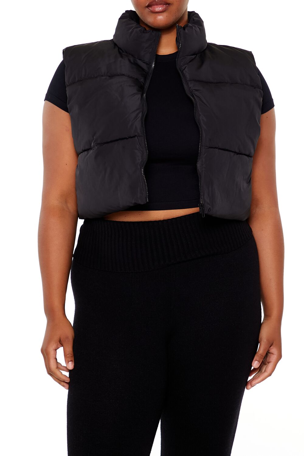 Plus Size Cropped Puffer Vest - Image 18