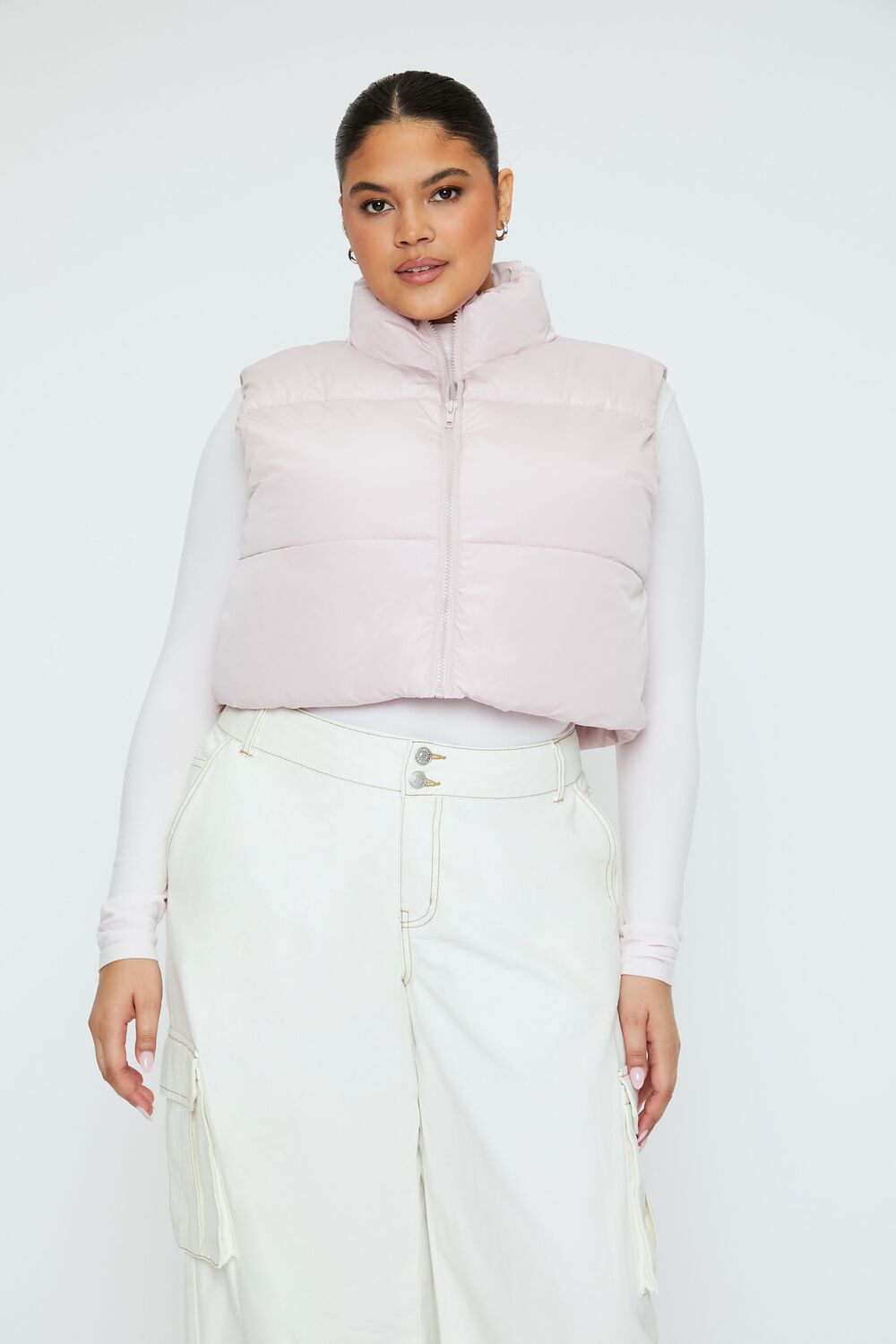Plus Size Cropped Puffer Vest - Image 7