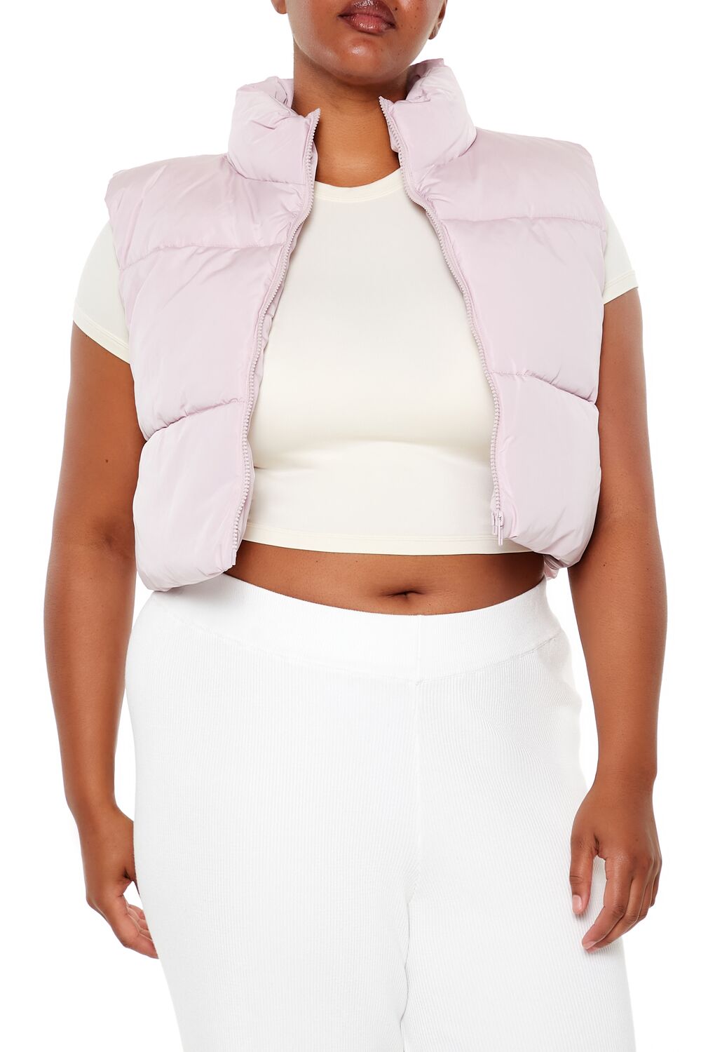 Plus Size Cropped Puffer Vest - Image 11