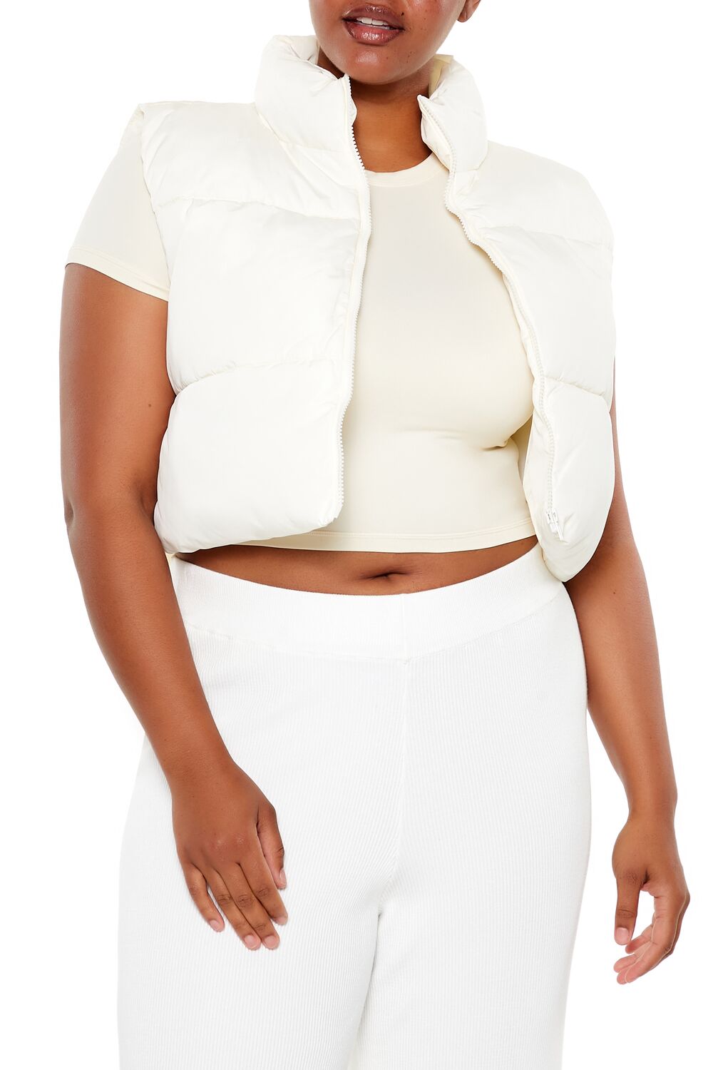 Plus Size Cropped Puffer Vest - Image 6