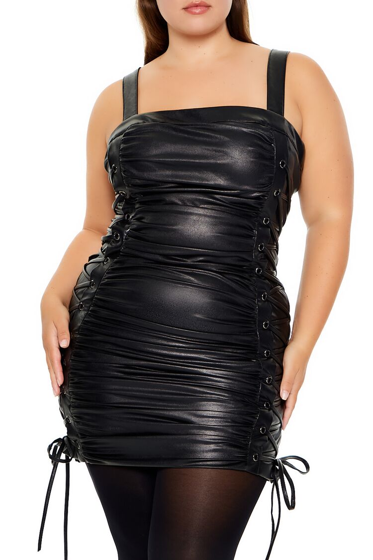 Plus Size Lace-Up Mini Dress - Image 2