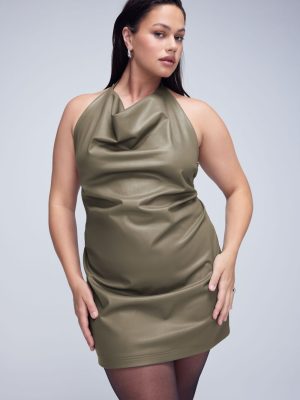 Plus Size Cowl Halter Mini Dress
